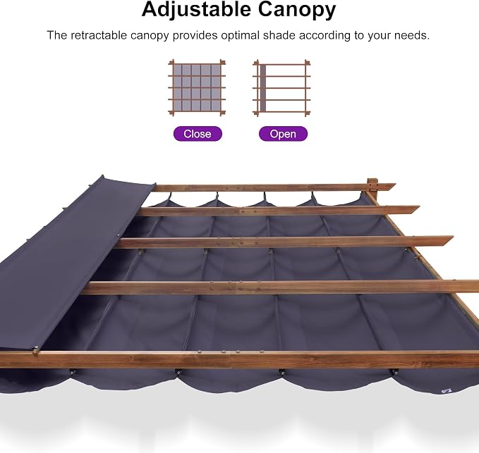 PURPLE LEAF 10' x 13' Outdoor Retractable Pergola - Image 6