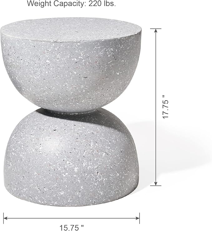 Glitzhome Outdoor Side Table, Round Accent End Table, Lightweight Hourglass - Image 3