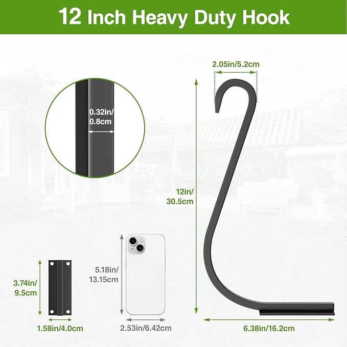 12 Inch 2 Pack Plant Hangers for Indoor/Outdoor Wall Mount - Image 6