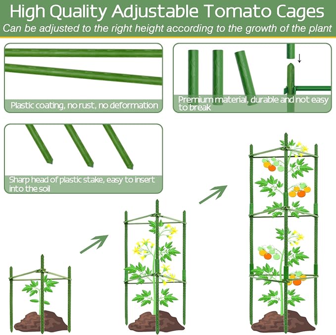 Halatool 4 Pack Tomato Cages for Garden, Garden Stakes Tomato Trellis for Pots - Image 3