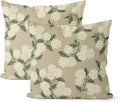 Beige Spring Pillow Covers 18x18 Inch 2 Pcs Khaki Green Hydrangea Flower Decor by DAFENA