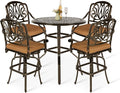 VIVIJASON 5-Piece Patio Swivel Bar Stools Set, All Weather Cast Aluminum by VIVIJASON