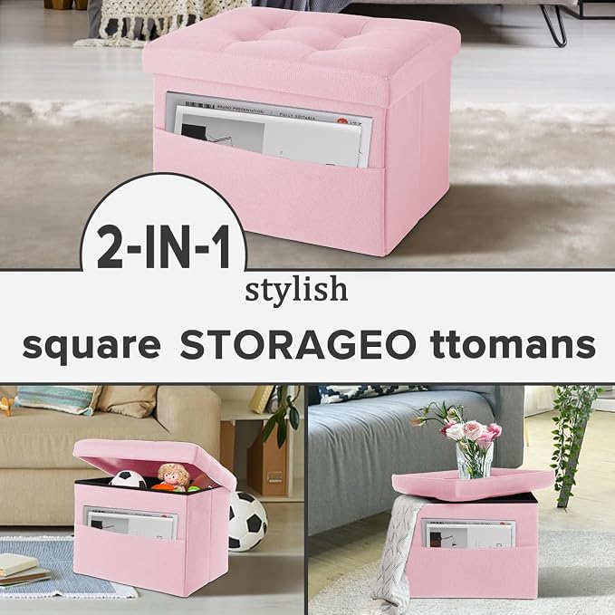LINMAGCO Storage Ottoman Folding Foot Stool Foot Rest - Image 7