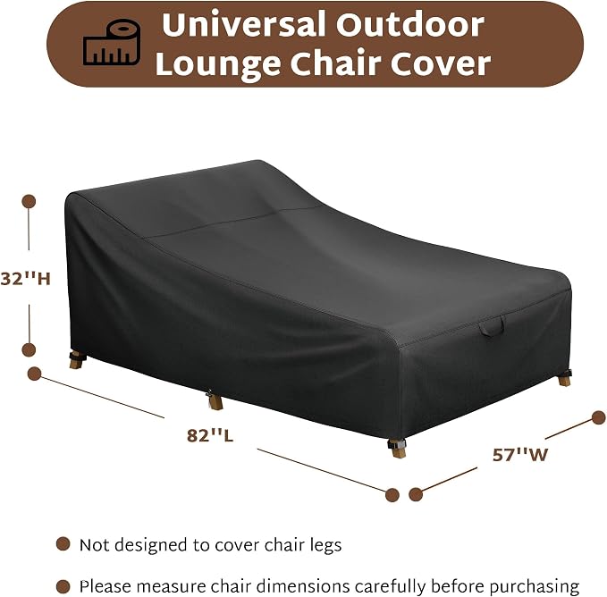 iBirdie Outdoor Double Wide Chaise Lounge Cover 82L x 57W x 32H inch Waterproof - Image 2