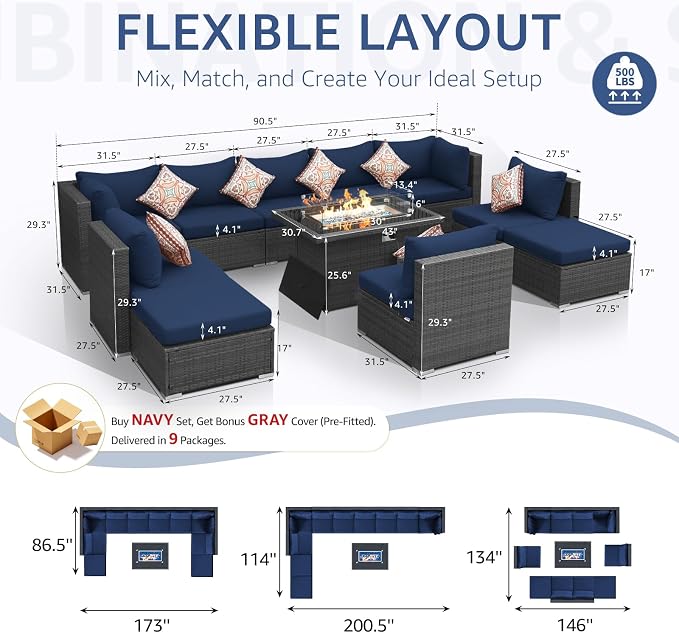 NICESOUL 11 Piece Outdoor Furniture Set - Image 6