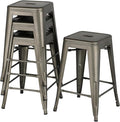 Yaheetech 24'' Metal Bar Stools Counter Height Barstools Set of 4 High Backless by Yaheetech
