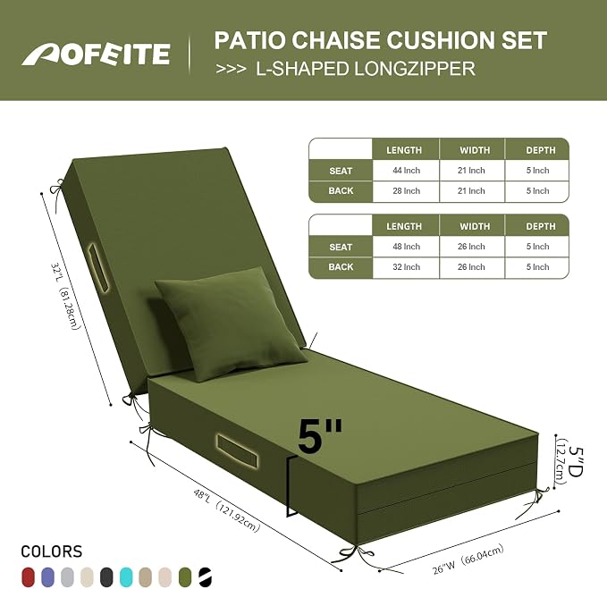 Outdoor Water-Resistant Olefin Chaise Lounge Cushions - Image 2