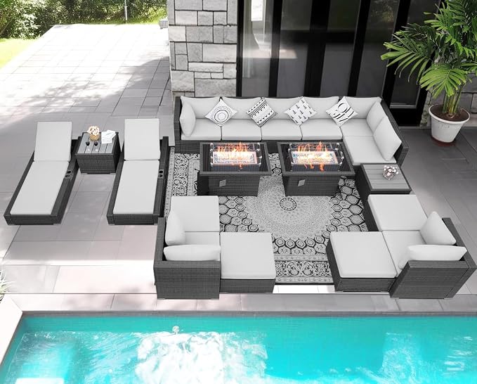 NICESOUL 18 Piece Extra Large Luxury Patio Furniture Set - Image 3