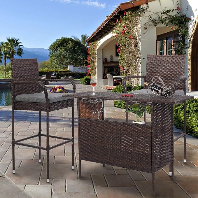 VINGLI Outdoor Bar Stools Set of 2 - Image 6