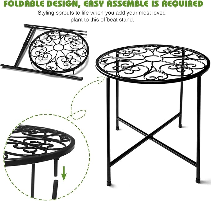 Plant Stand Indoor Outdoor, Round Metal Corner Plant Stand - Image 3