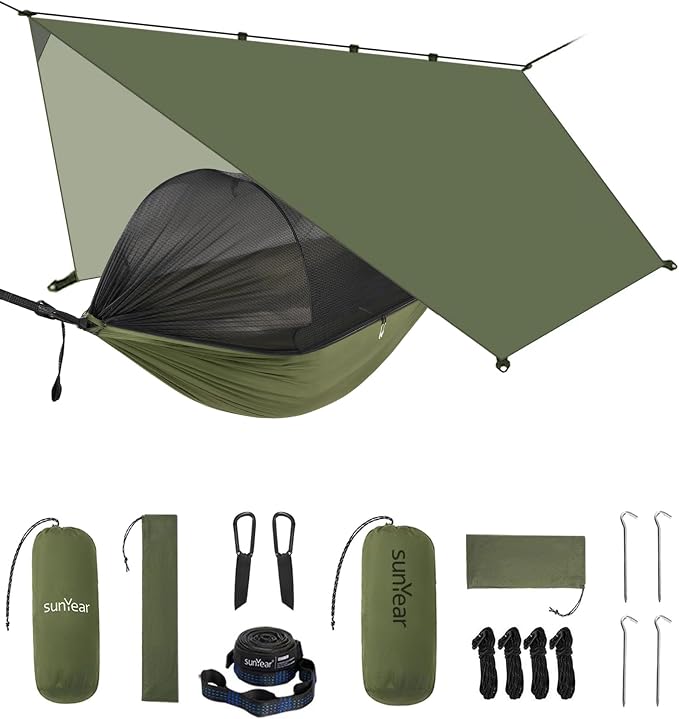 Sunyear Camping Hammock with Net by SleepSafeSwingFree