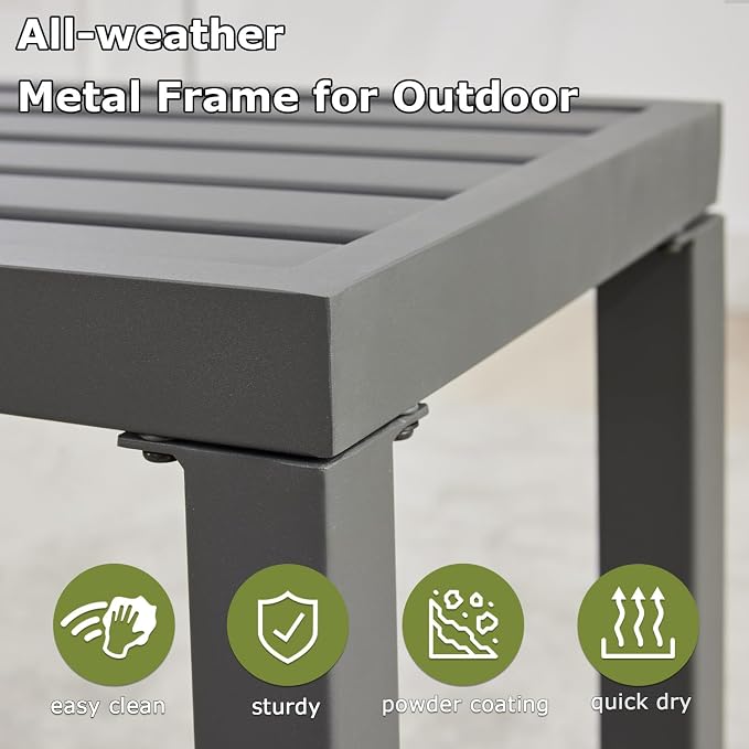 Outdoor Metal Backless Bench, Weatherproof Patio Bench - Image 4