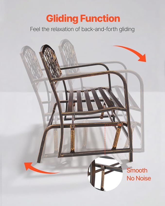 VEVOR Outdoor Bench, 50 inch, Carbon Steel Metal Frame - Image 5