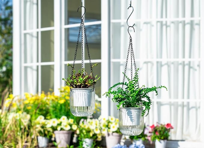 Josteve 4.5 Inch 2 Pcs Self Watering Hanging Planter Indoor Plant Pots Drainage - Image 2