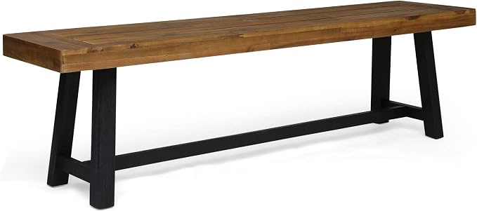 Christopher Knight Home Toby Outdoor Acacia Wood Bench, Sandblast Teak Finish - Image 4