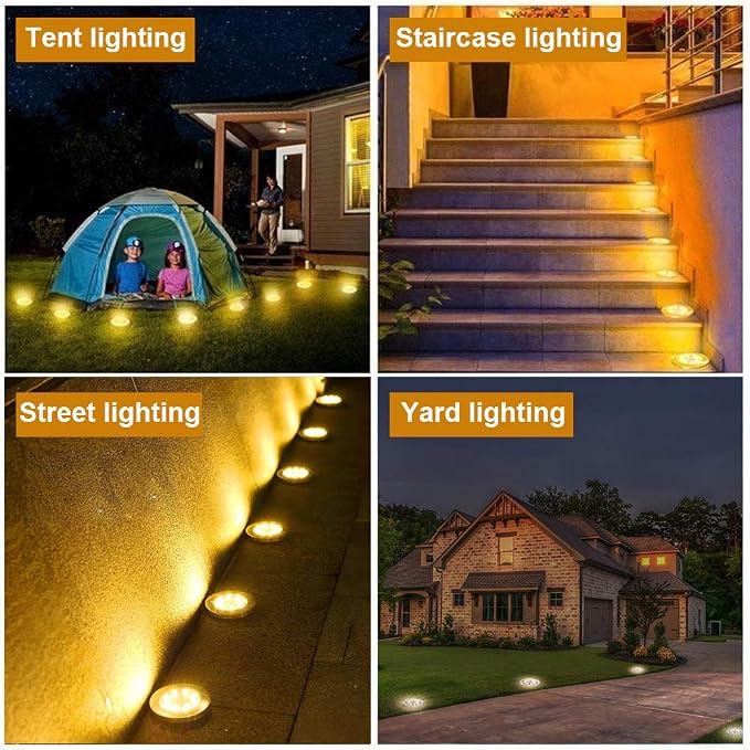 ZGWJ 8 Pack Solar Ground Lights, 8 LED Solar Garden Lights Outdoor Waterproof - Image 6