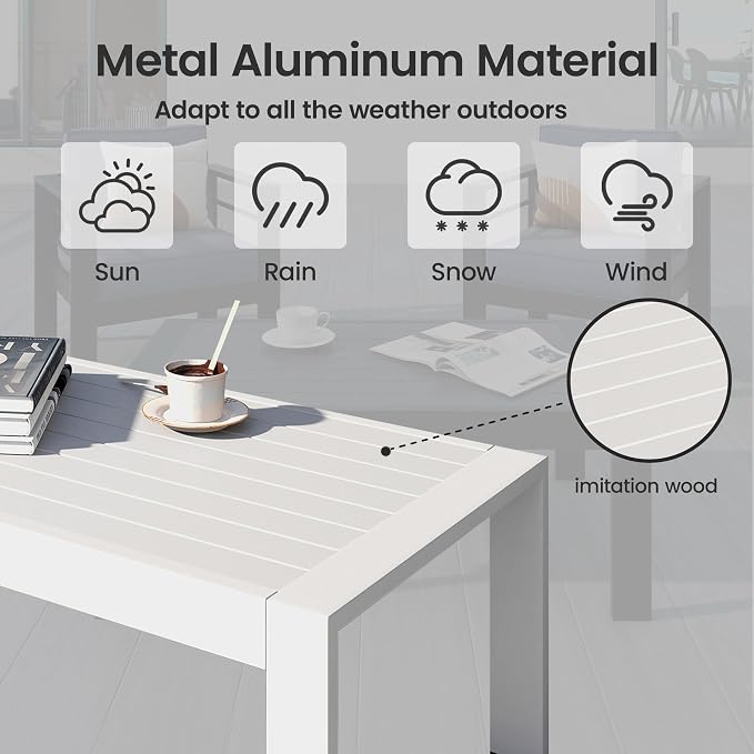 All-Weather Aluminum Outdoor Coffee Table, Modern Coffee Table - Image 3