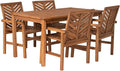 Walker Edison 4 Person Outdoor Wood Chevron Patio Furniture Dining Set Table by WalkerEdison
