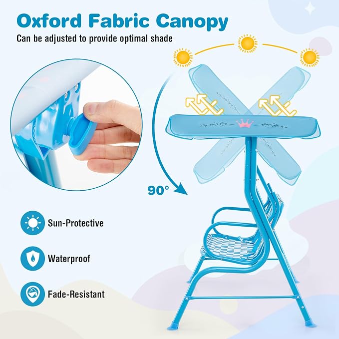 HONEY JOY Kids Patio Swing, 2-Seater Outdoor Porch Swing Lounge Chair, - Image 2