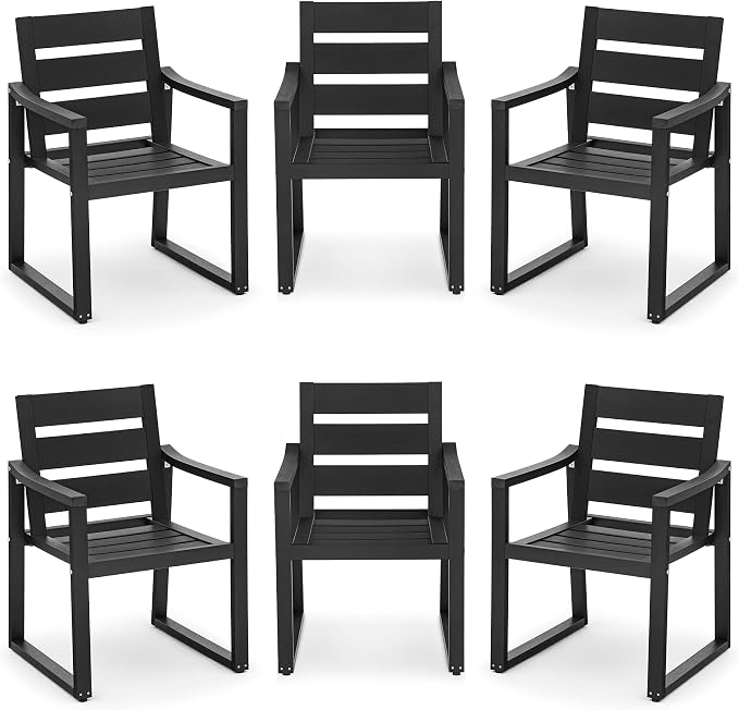 HDPS Outdoor Dining Chairs Set of 6, Patio Dining Chairs by COZYMAN