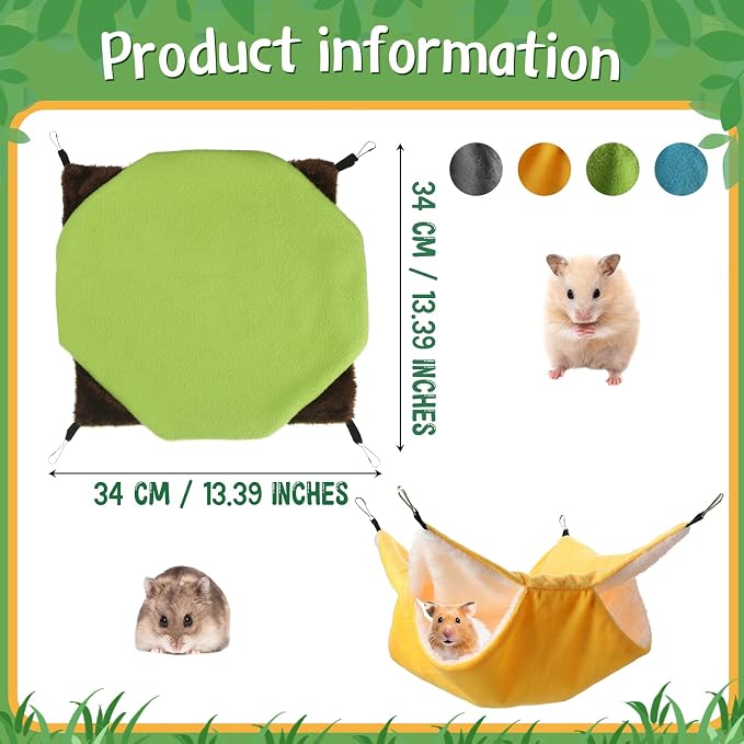 Nuogo 4 Pcs Rat Hammock for Cage Small Animal Hanging Ferret Hammocks for Rat - Image 3