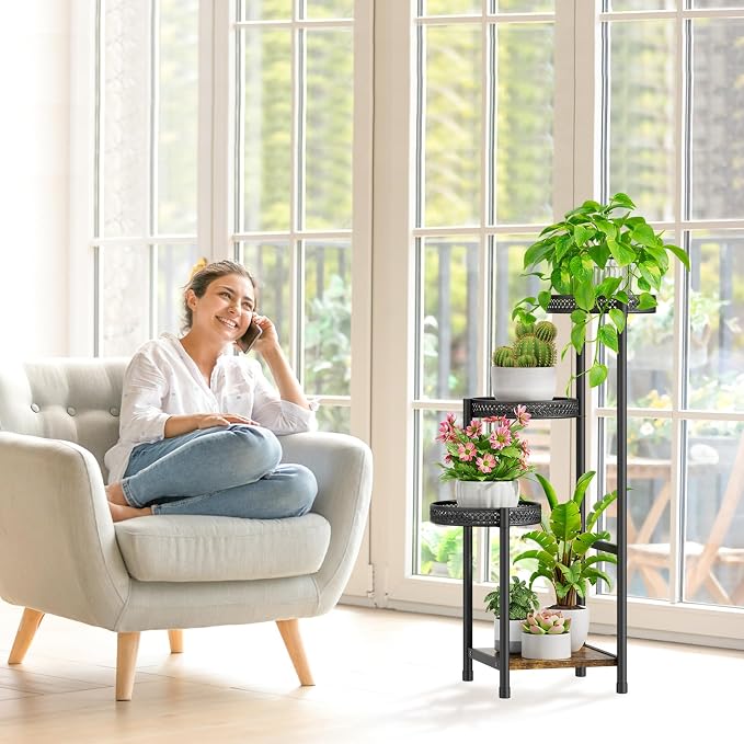 Plant Stand Indoor Outdoor, 4 Tier Metal Flower Pot Shelf Holder Clearance - Image 7