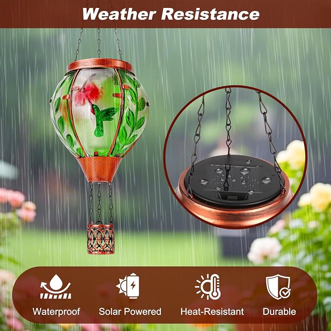 Hummingbird Solar Hot Air Balloon Lantern, Outdoor Decor - Image 4