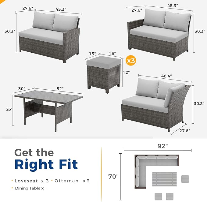 Wisteria Lane 7 Piece Patio Furniture Set, High Curved Back Wicker Patio - Image 2