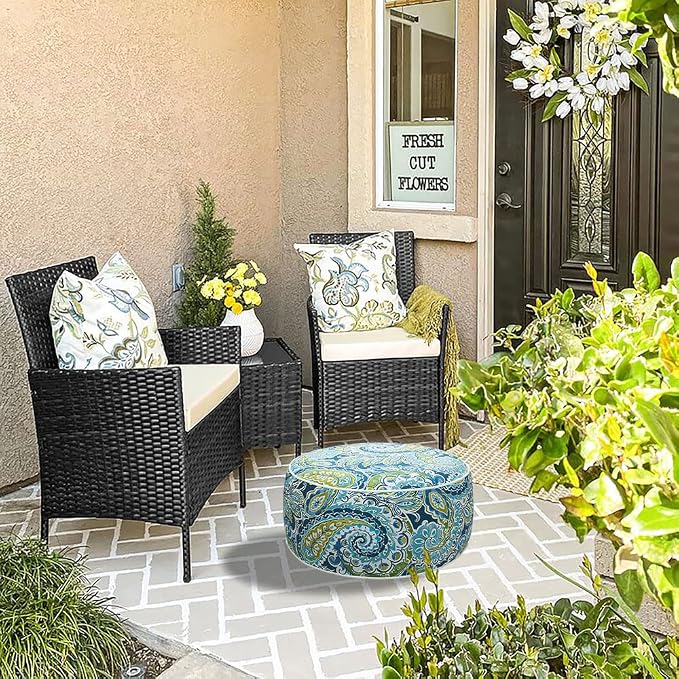 Magpie Fabrics Indoor/Outdoor Inflatable Stool Ottoman Pouf, Water Repellent - Image 2