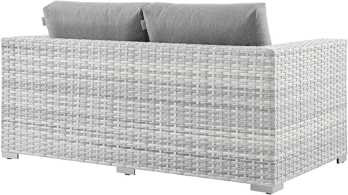 Modway Convene Wicker Rattan Outdoor Patio Loveseat in Light Gray Gray - Image 4
