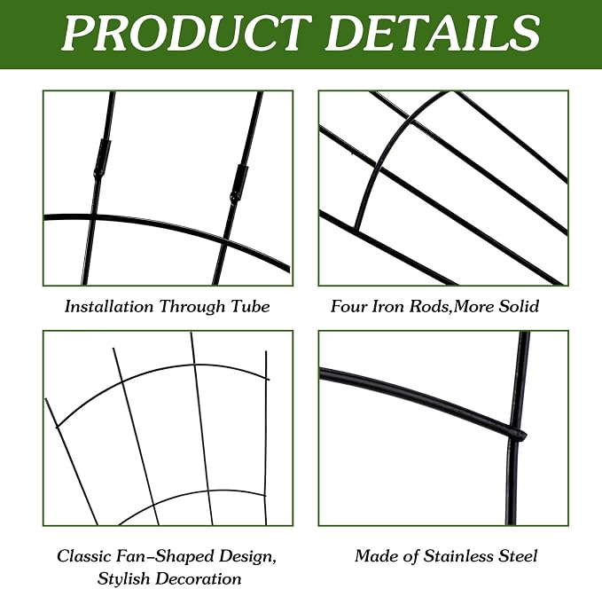 4 Pack 32'' Garden Trellis for Climbing Plants Outdoor Metal Trellis for Potted - Image 5