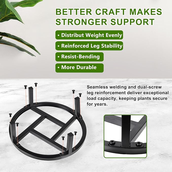 Metal Plant Stand Indoor Outdoor, Heavy Duty Plant Riser, Sturdy Flower Pot - Image 3