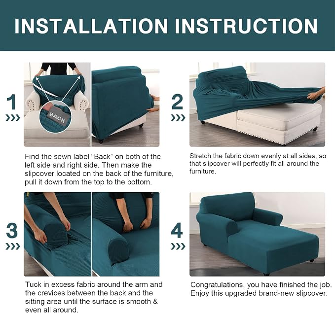 FantasDecor Chaise Lounge Cover Stretch Chair Lattice Slipcover - Image 7