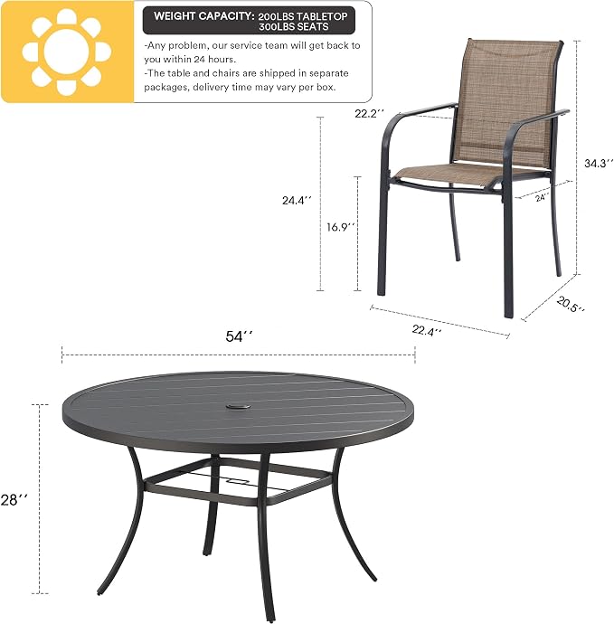 VICLLAX Patio Dining Set for 8, Outdoor Furniture Set Includes 53" Round Patio - Image 7