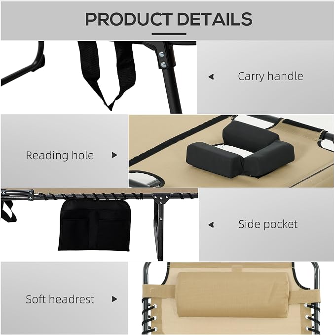 Outsunny Folding Chaise Lounge - Image 5