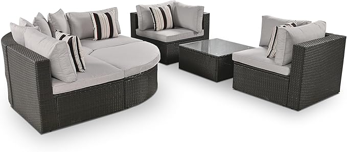 Merax 7-Piece Outdoor Wicker Sectional Sofa Set, Modular Rattan Conversation Set - Image 6