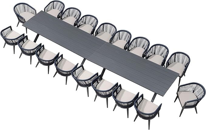 PURPLE LEAF Patio Dining Set for 18 All-Weather Wicker Aluminium 20 Piece by PURPLELEAF