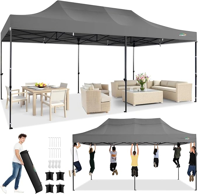 COBIZI 10x20 Pop up Canopy Tent Heavy Duty Without Sidewalls, Easy Set-up by COBIZI