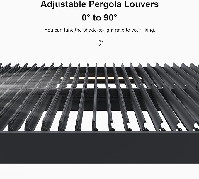 PURPLE LEAF LED Louvered Pergola 94AS 12'x 12' Full Aluminum Frame and - Image 5