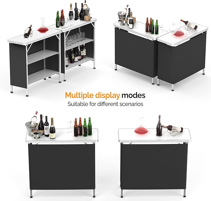 VINGLI Portable Bar Table, 3-Tier Shelves, Mobile Bar Table - Image 6