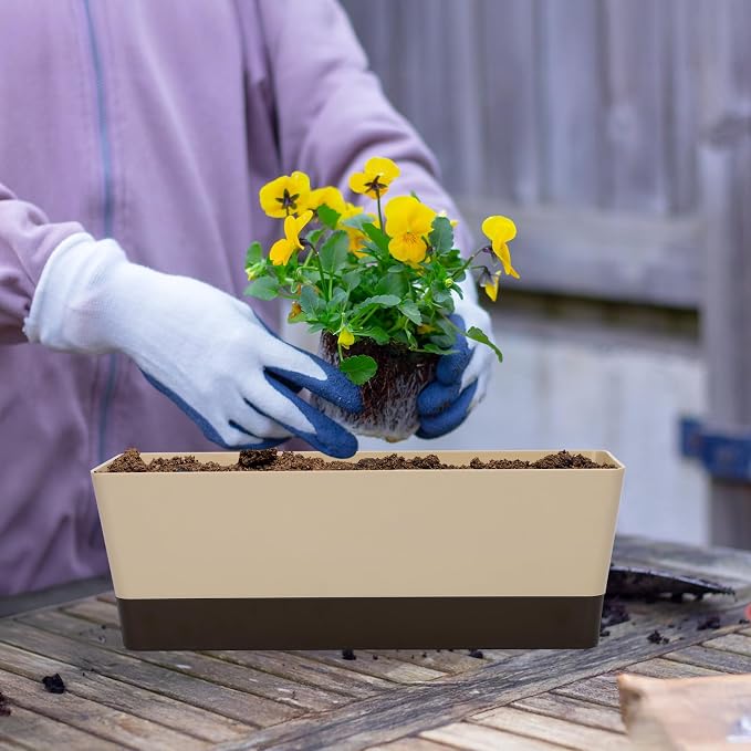 SUREAM 3 Pack Indoor Window Box Planter, 12x3.8 Inch Rectangle Herb Planter - Image 5