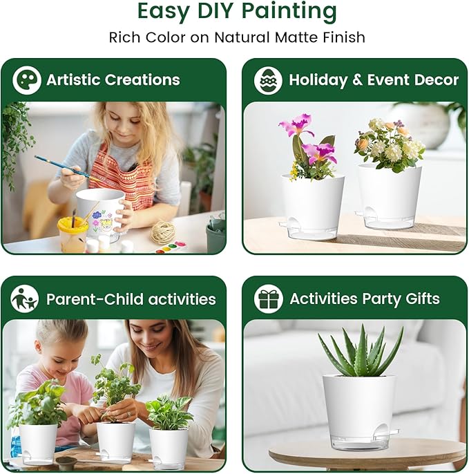 6 inch Self Watering Pots for Indoor Outdoor Plants, 3 Pack Flower Plant Pots - Image 5