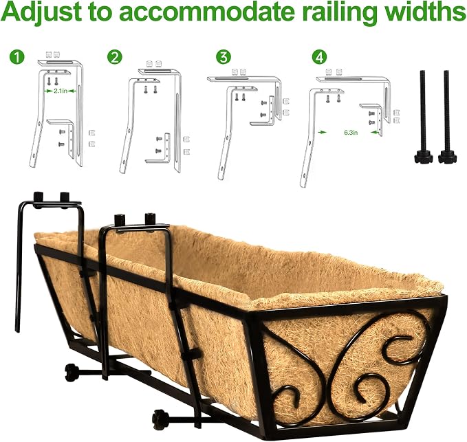 6pcs 30 Inch Window Deck with Coco Liner, Metal Hanging Flower Planter Window - Image 7