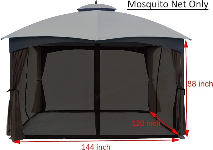 10-ft x 12-ft Gazebo Replacement Mosquito Screen Netting - Image 2