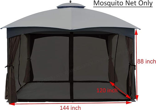 10-ft x 12-ft Gazebo Replacement Mosquito Screen Netting - Image 2