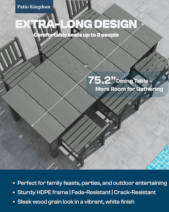 9-Piece Grey Outdoor Dining Set - Image 3