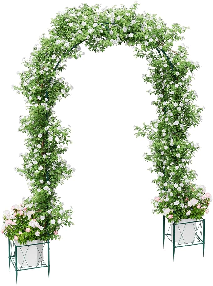 Garden Arch Trellis for Climbing Plants, 8.2 Ft Metal Pergola Arbor - Image 4