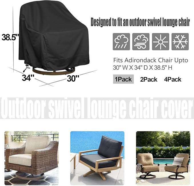 Outdoor Swivel Lounge Chair Cover, Waterproof Heavy Duty Outdoor Chair Covers - Image 2