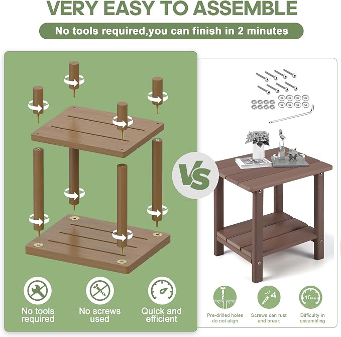 Outdoor Side Table, 2-Tier Small Outdoor Table - Image 3