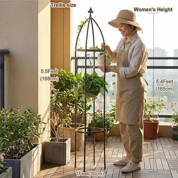100% Metal Obelisk Garden Trellis 5.5 Feet Tall Sturdy Plant Support - Image 7